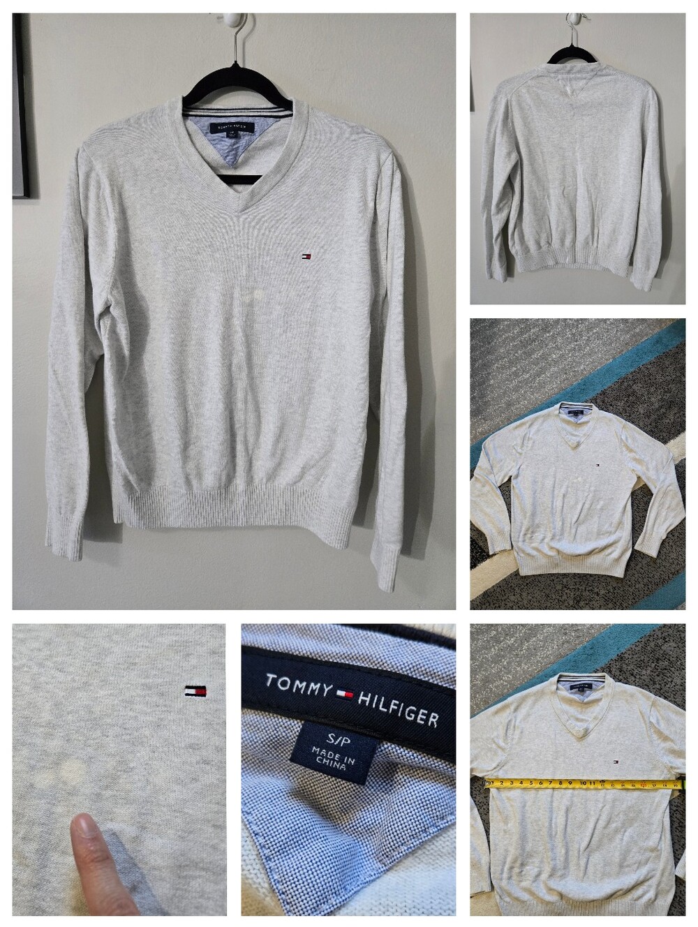 Tommy Hilfiger Cotton V Neck Sweater, S, Fair - Read Description